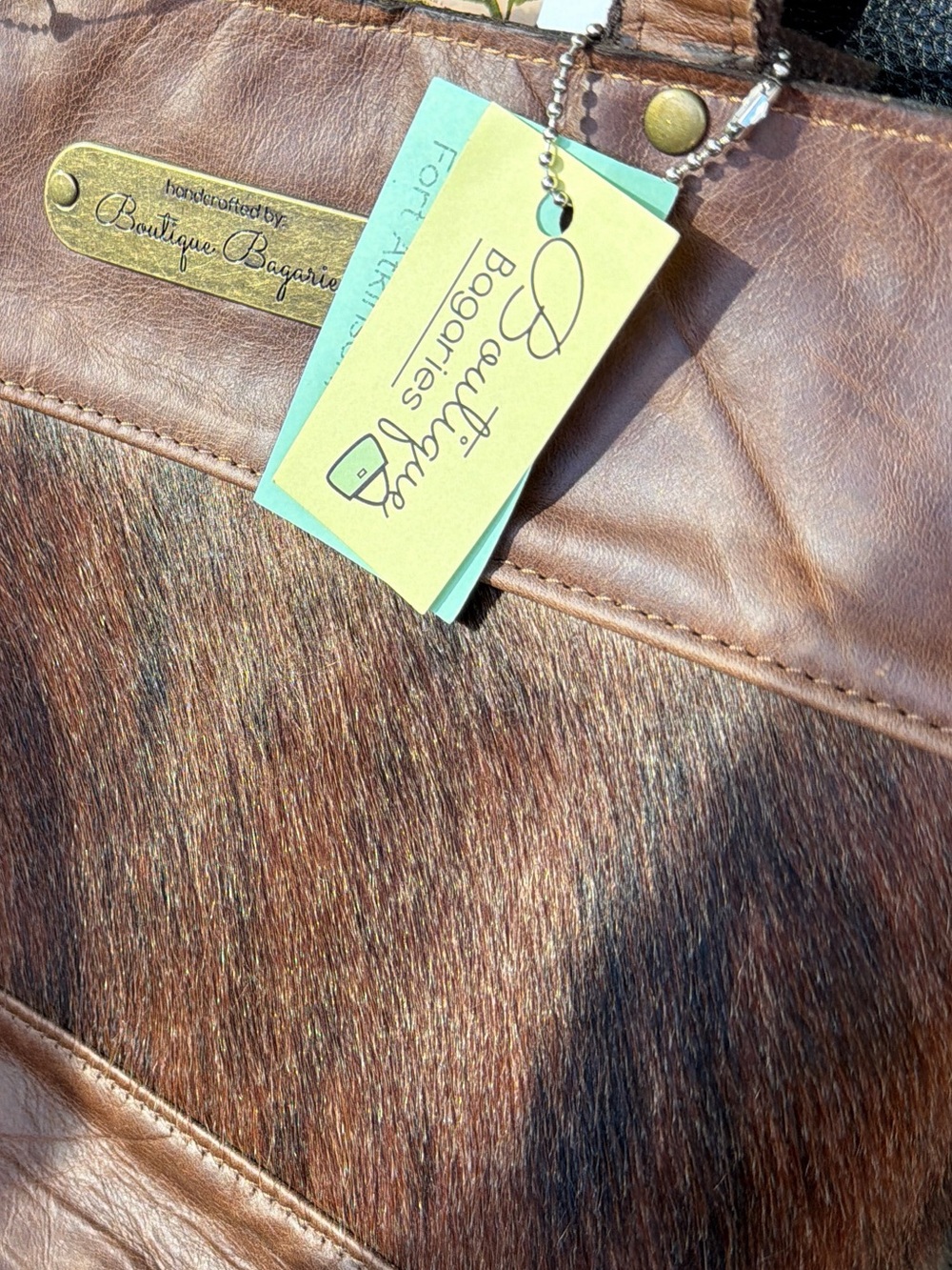 Boutique Bagaries Genuine Leather & Brindle cowhide tote bag - Handcrafted